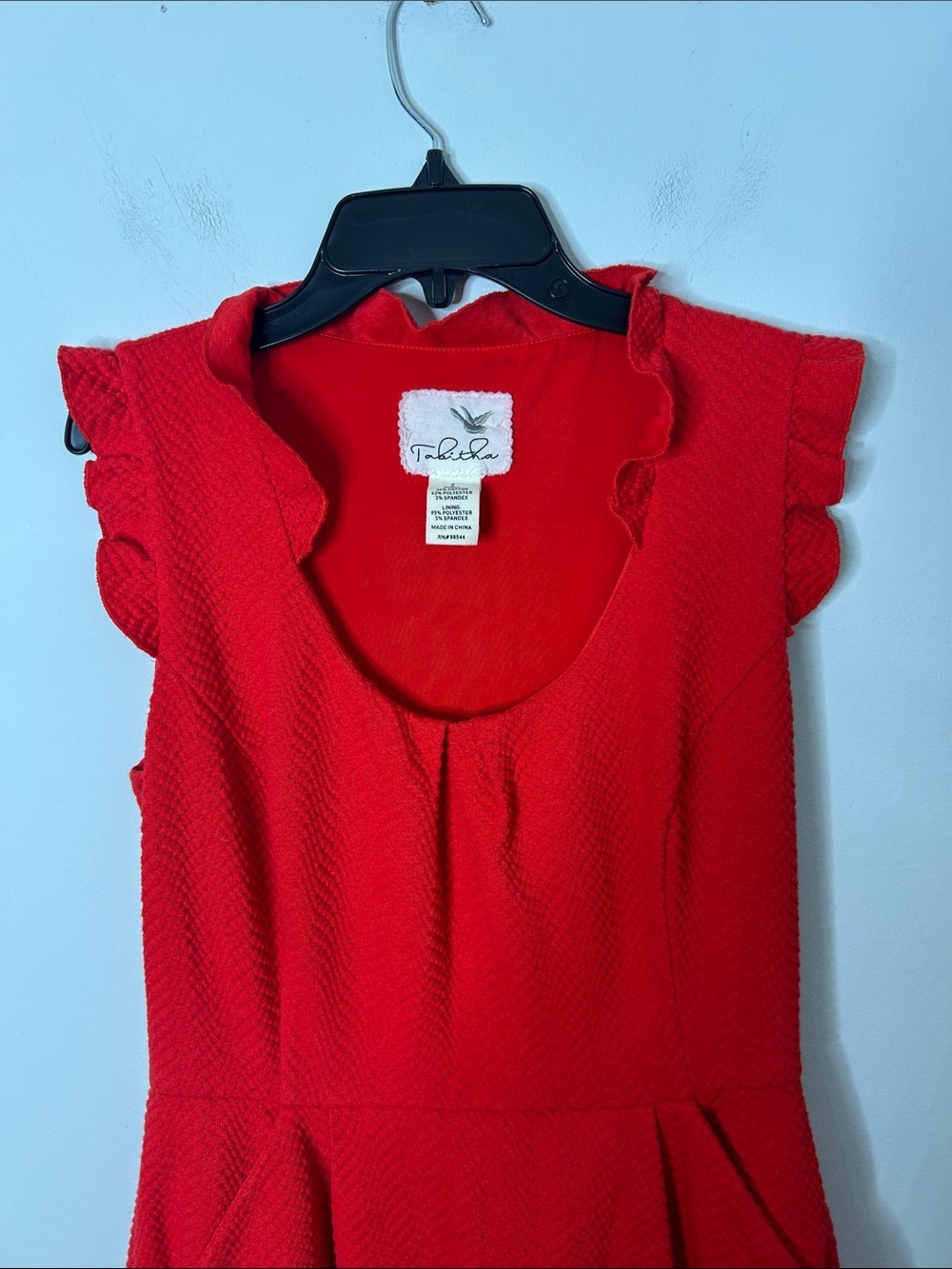Anthropologie Tabitha Red Ruffle Textured Dress - Picture 4 of 6